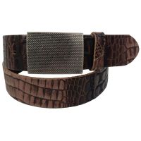 Женский кожаный ремень Vanzetti RMT219 с закрытой пряжкой под крокодила 4 см Коричневый