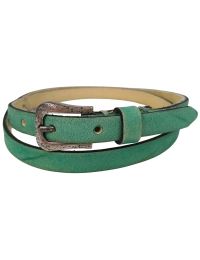 Ремень женский узкий кожаный B.Belt винтажный ручная работа натуральная кожа Бирюзовый