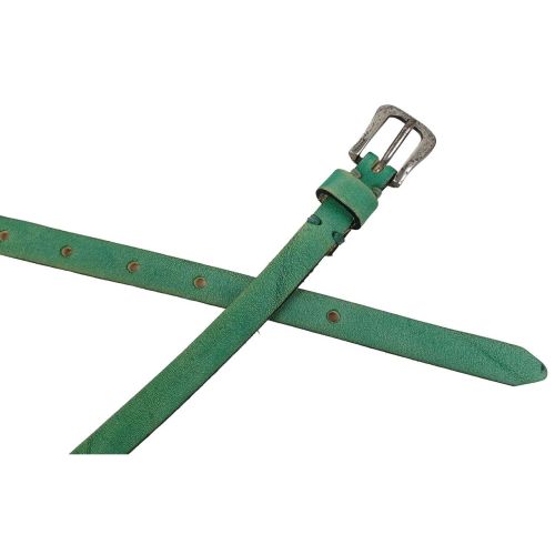 Ремень женский узкий кожаный B.Belt винтажный ручная работа натуральная кожа Бирюзовый