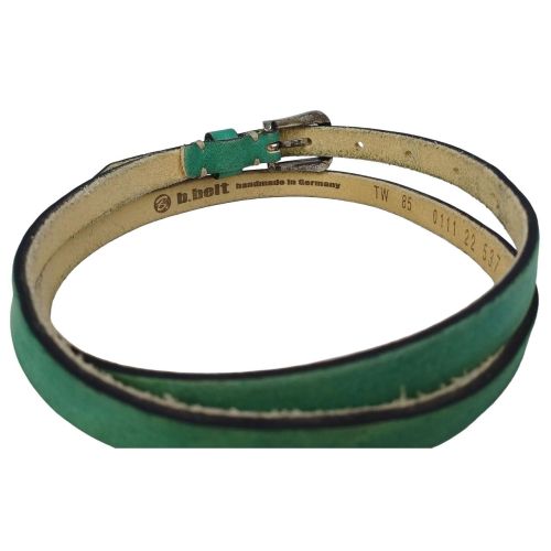 Ремень женский узкий кожаный B.Belt винтажный ручная работа натуральная кожа Бирюзовый