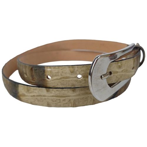 Женский ремень Vanzetti RMT311 узкий кожаный под рептилию Коричневый