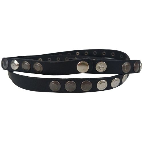 Узкий женский ремень, поясок с заклепками Vanzetti черный