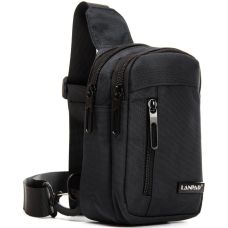 Сумка через плечо Lanpad 13х18х8 см нейлоновая с переставным ремнем Черный