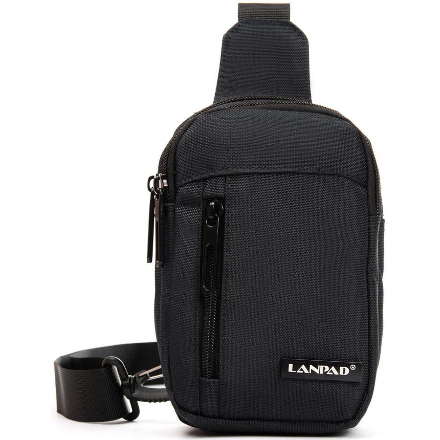 Сумка через плечо Lanpad 13х18х8 см нейлоновая с переставным ремнем Черный