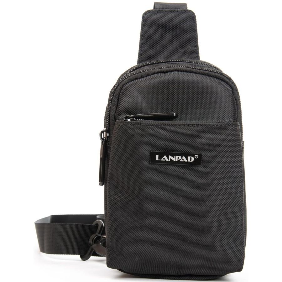 Сумка через плечо Lanpad 13х19х9 см нейлоновая с переставным ремнем Черный
