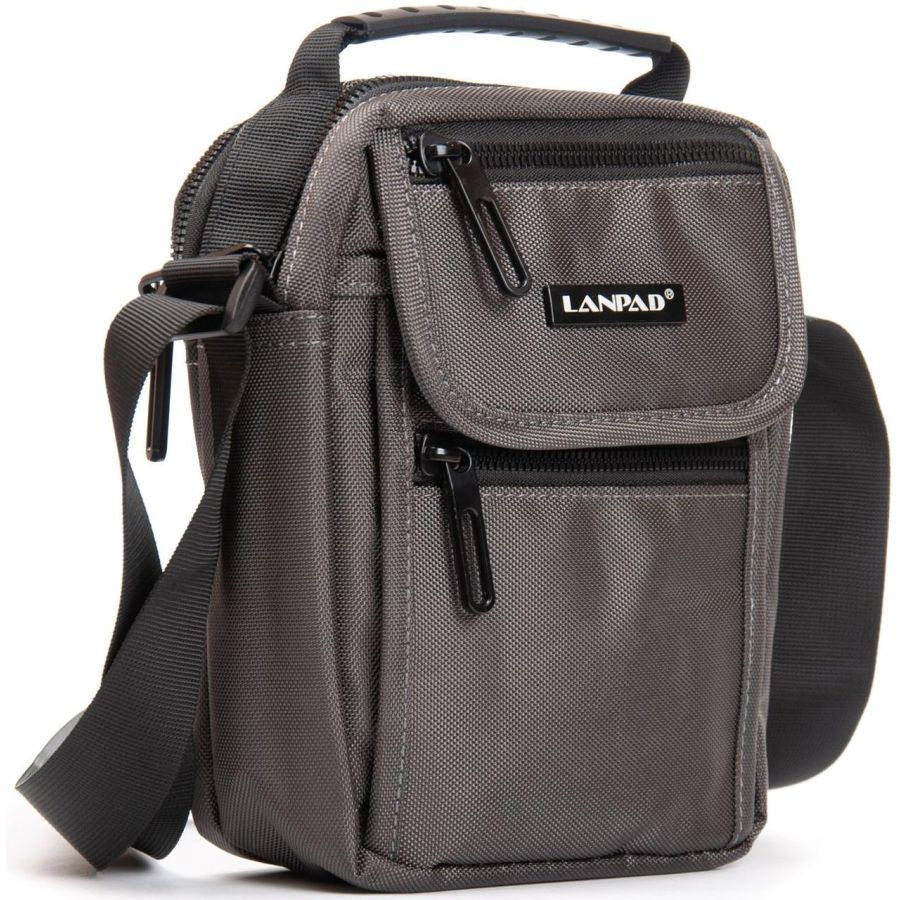 Сумка через плечо Lanpad 16х21х9 см нейлоновая с клапаном Серый