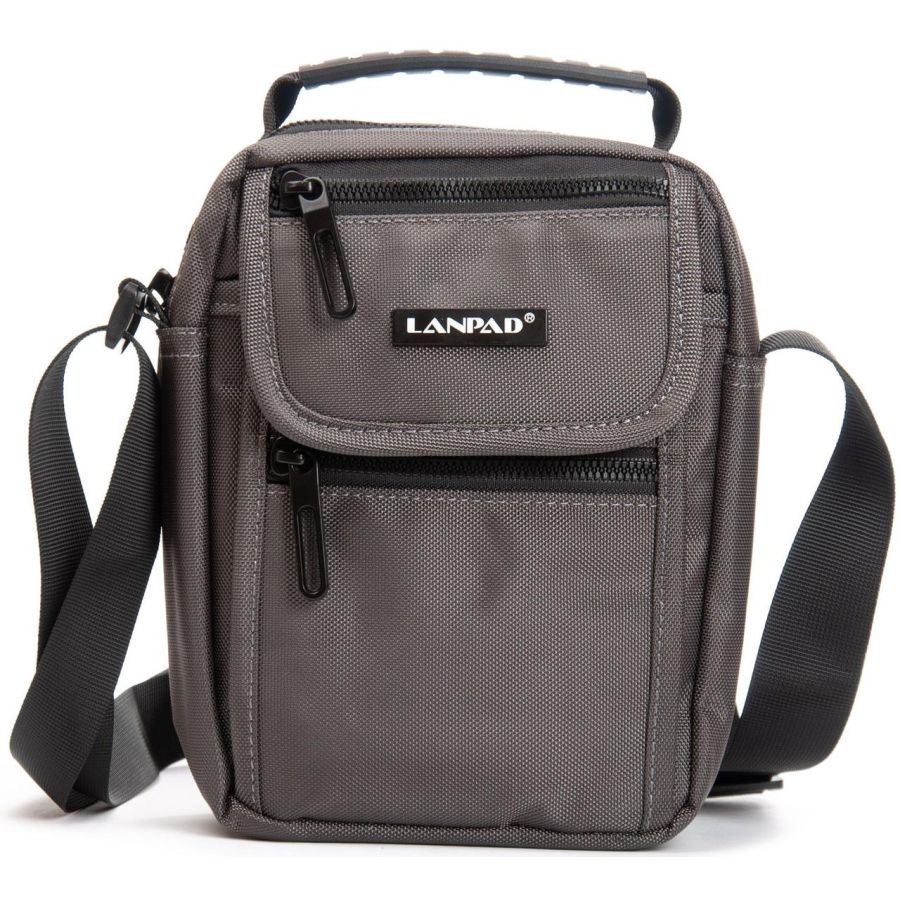 Сумка через плечо Lanpad 16х21х9 см нейлоновая с клапаном Серый