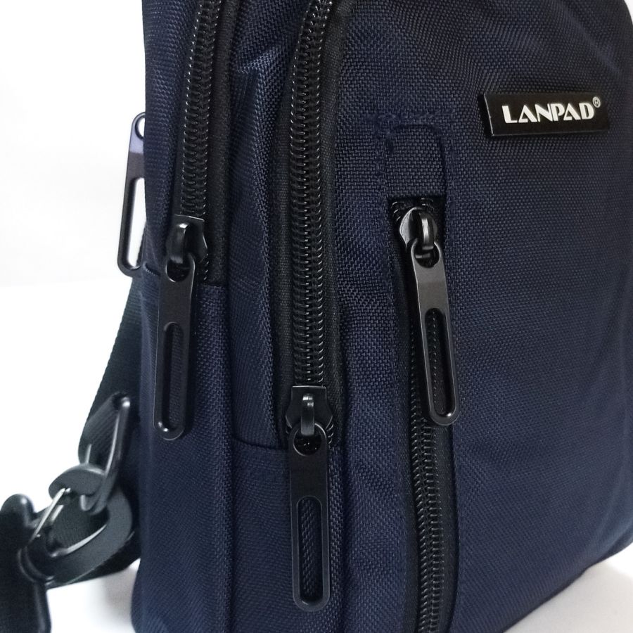 Сумка через плечо Lanpad 17х27х9 см нейлоновая с переставным ремнем Синий