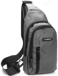 Сумка через плечо Lanpad 17х27х9 см нейлоновая с переставным ремнем Серый