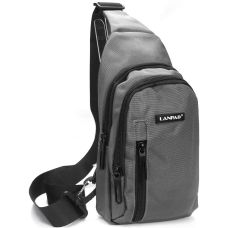 Сумка через плечо Lanpad 17х27х9 см нейлоновая с переставным ремнем Серый