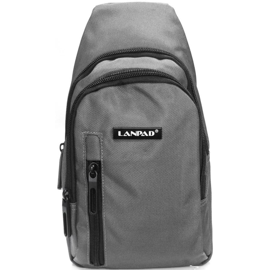 Сумка через плечо Lanpad 17х27х9 см нейлоновая с переставным ремнем Серый