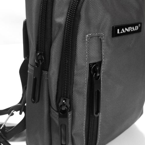 Сумка через плечо Lanpad 17х27х9 см нейлоновая с переставным ремнем Серый