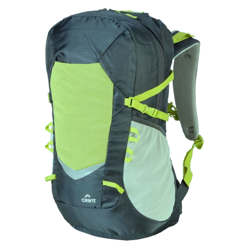Рюкзак спортивный Crivit 30L с дождевиком и креплением для гидратора Серый с желтым