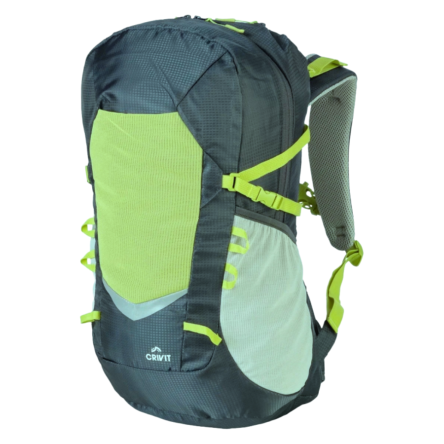Рюкзак спортивный Crivit 30L с дождевиком и креплением для гидратора Серый с желтым