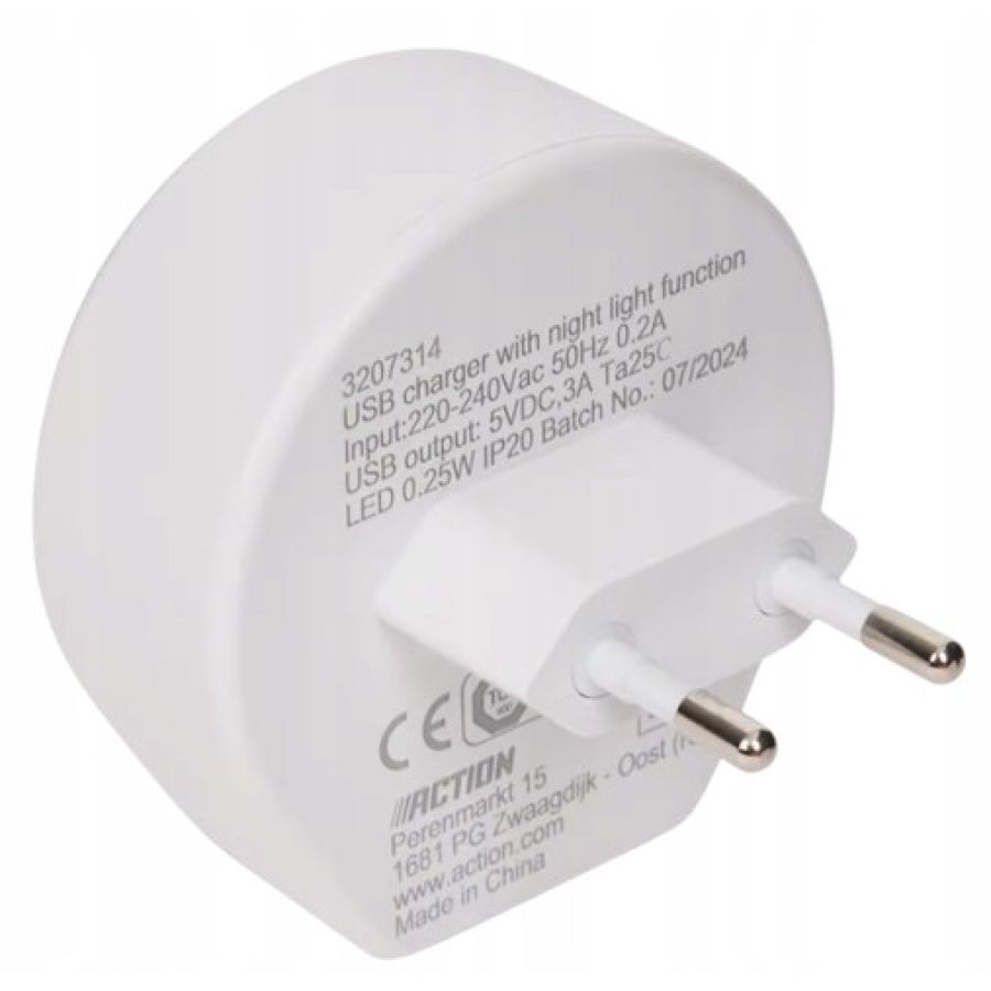 Зарядное устройство USB-C с ночником и датчиком света 15W Белый