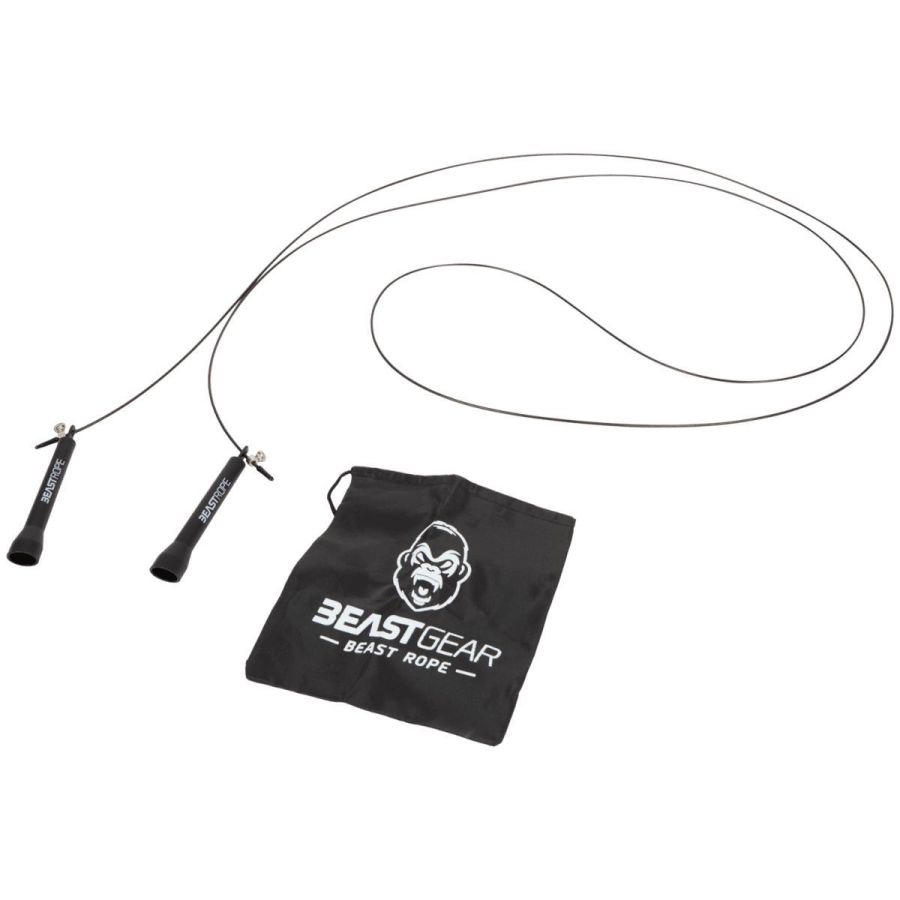 Скакалка скоростная Beast Gear Beast Rope со стальным тросом 300 см Черная