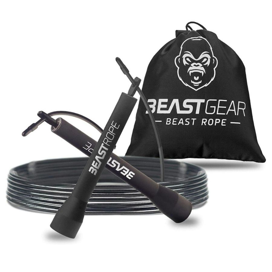 Скакалка скоростная Beast Gear Beast Rope со стальным тросом 300 см Черная
