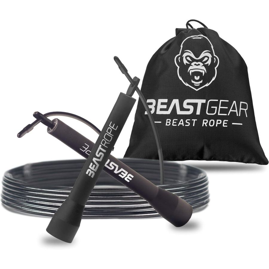 Скакалка скоростная Beast Gear Beast Rope со стальным тросом 300 см Черная