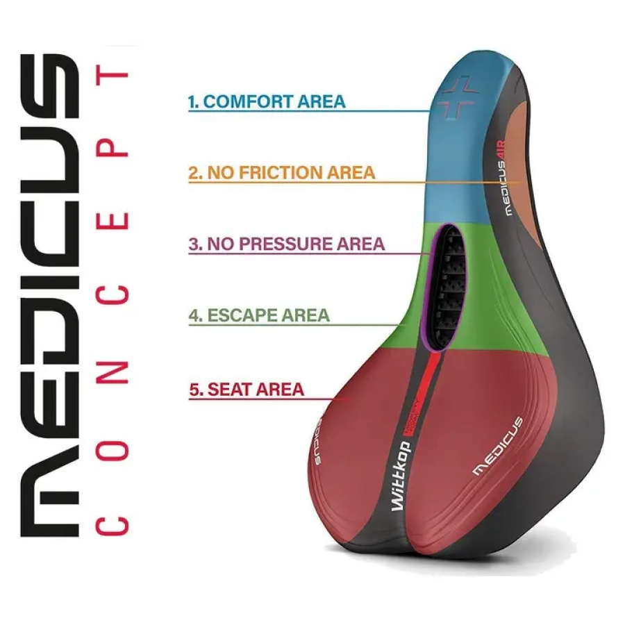 Седло велосипедное Wittkop Medicus Airflow с Memory Foam 270х170 мм Черное