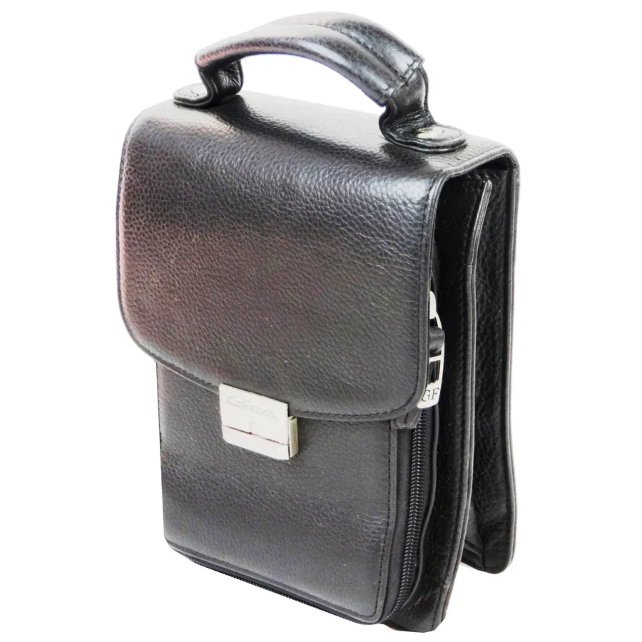 Барсетка мужская Giorgio Ferretti EF053 кожаная 21х16х10 см Чёрная