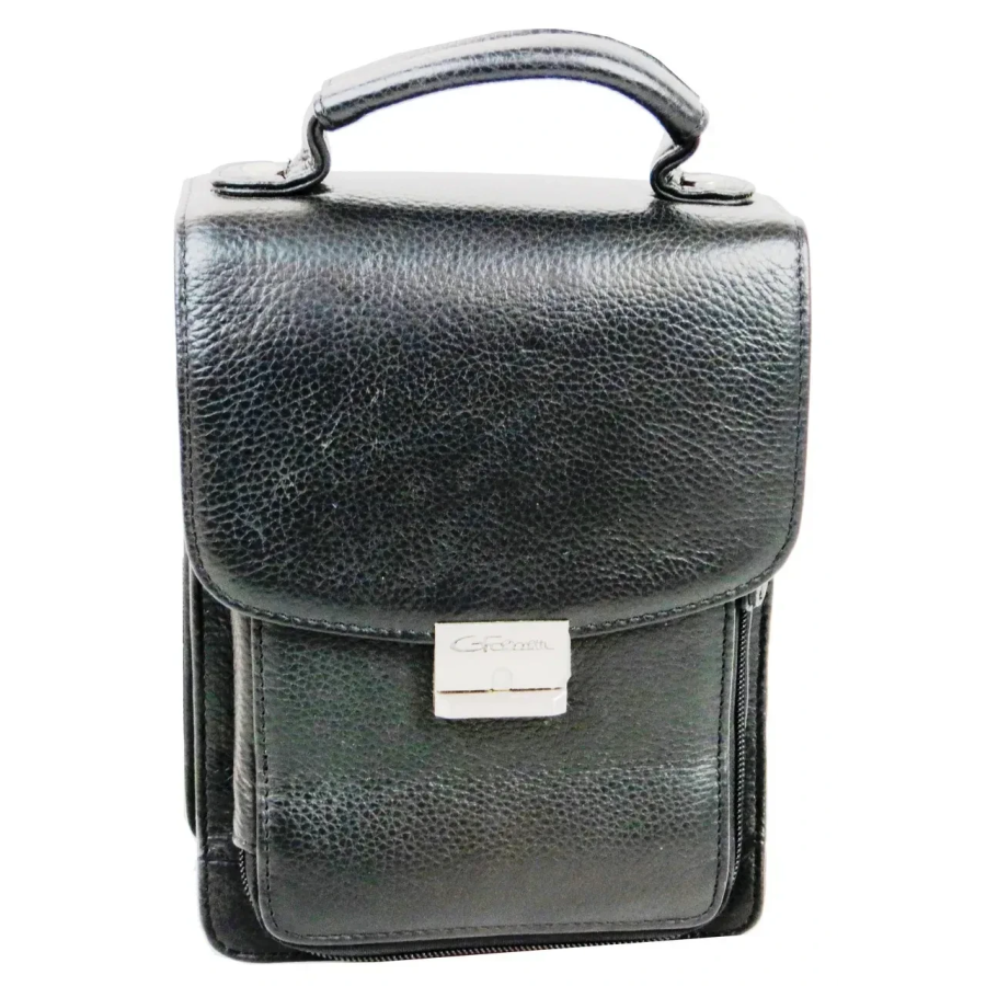 Барсетка мужская Giorgio Ferretti EF053 кожаная 21х16х10 см Чёрная