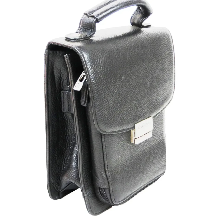 Барсетка мужская Giorgio Ferretti EF053 кожаная 21х16х10 см Чёрная