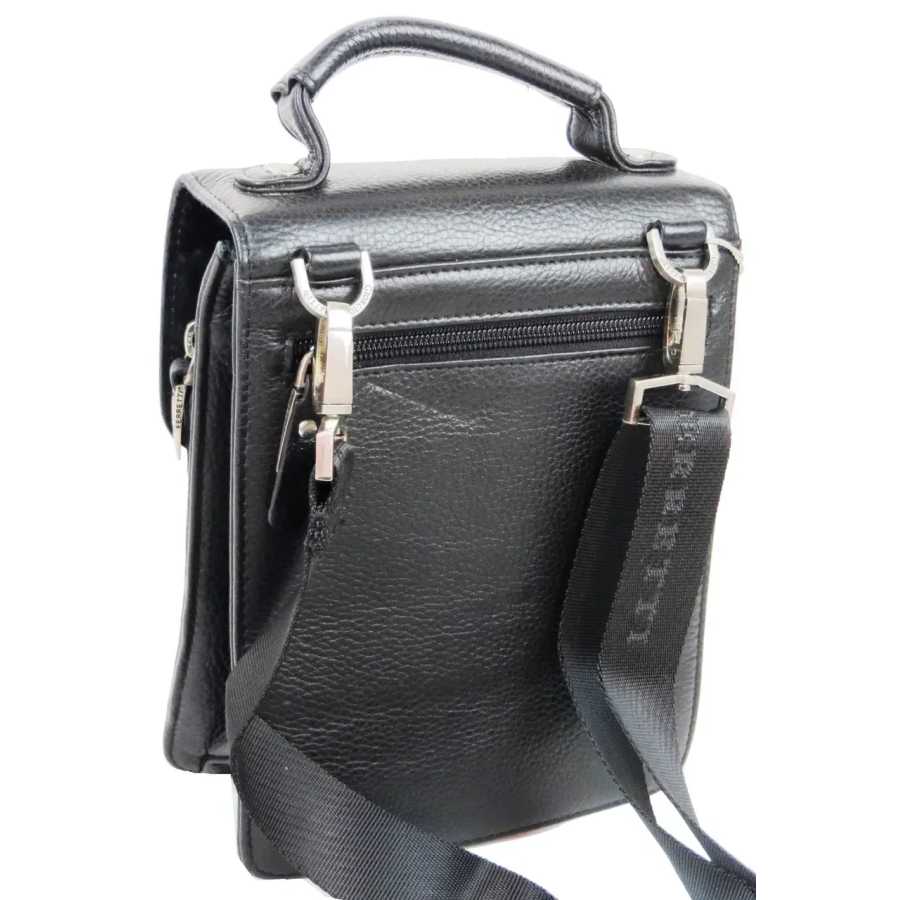 Барсетка мужская Giorgio Ferretti EF053 кожаная 21х16х10 см Чёрная