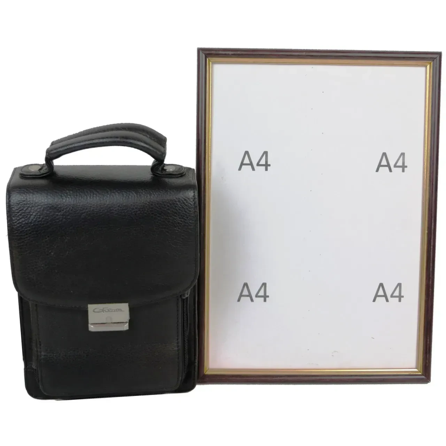 Барсетка мужская Giorgio Ferretti EF053 кожаная 21х16х10 см Чёрная