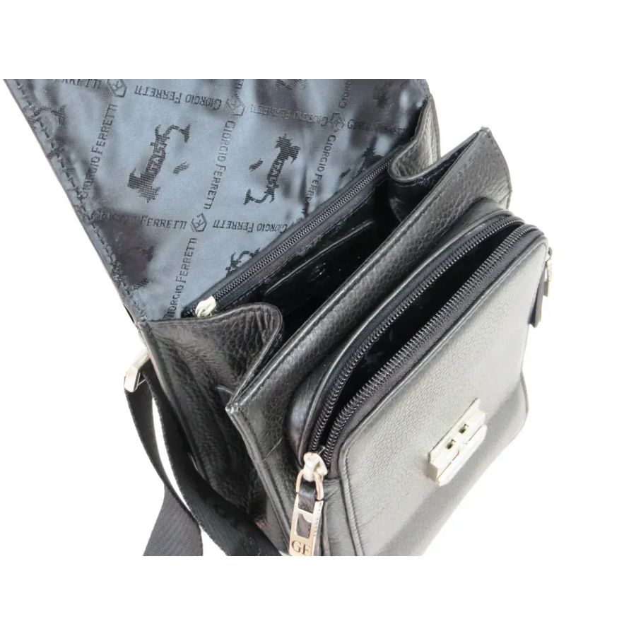 Барсетка мужская Giorgio Ferretti EF053 кожаная 21х16х10 см Чёрная