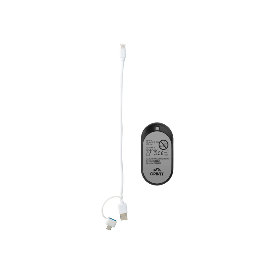 Грелка для рук Crivit 2-в-1 павербанк 5200 мАч до 47°C USB-C 10.5х5.4х3.3 см Серая