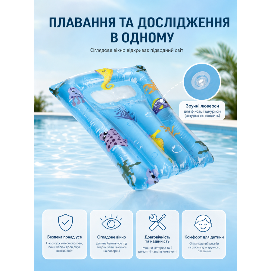 Детский надувной матрас Play Time со смотровым окном 67x43 см