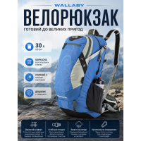 Велорюкзак Wallaby с каркасной спинкой и сеткой 30 л 27х52х17 см полиэстер Синий