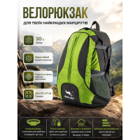 Велорюкзак Wallaby с каркасной спинкой и сеткой 30 л 28х47х17 см полиэстер Зеленый