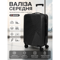 Чемодан средний Fashion с расширением M 78 л 42x60x28 см ABS-пластик Черный