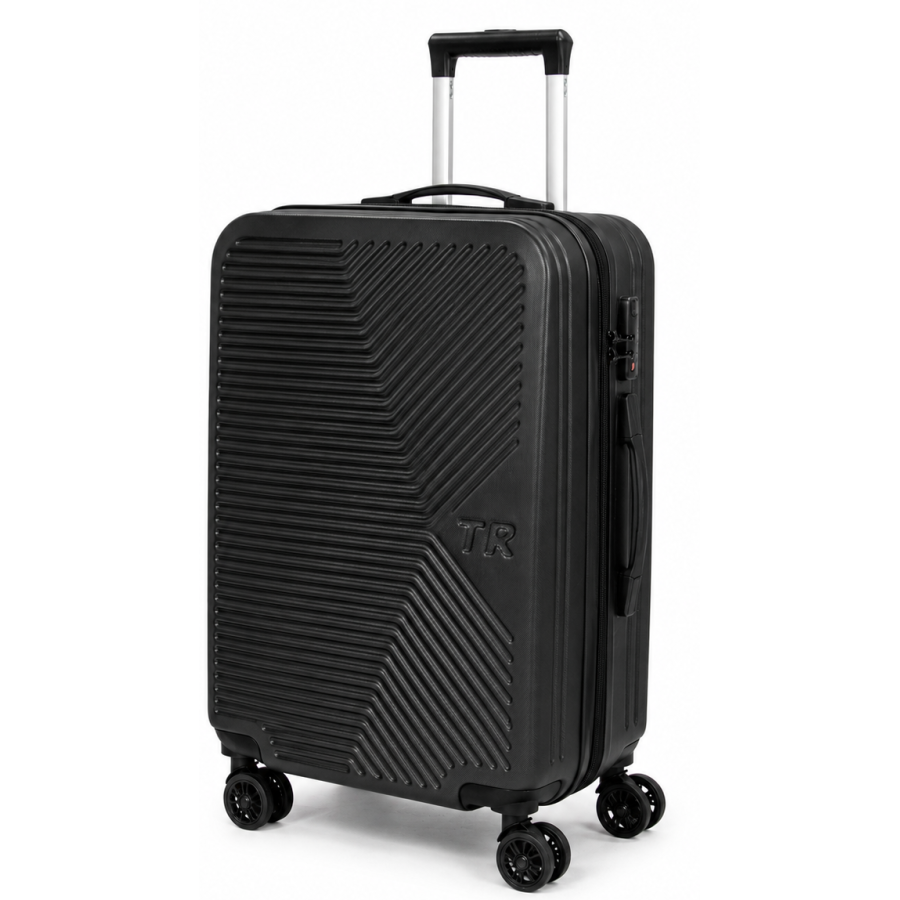 Чемодан средний Fashion с расширением M 78 л 42x60x28 см ABS-пластик Черный