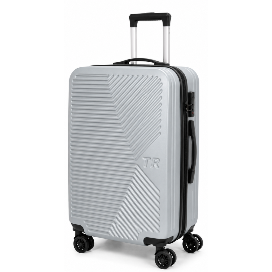 Чемодан средний Fashion с расширением M 78 л 42x60x28 см ABS-пластик Серебристый