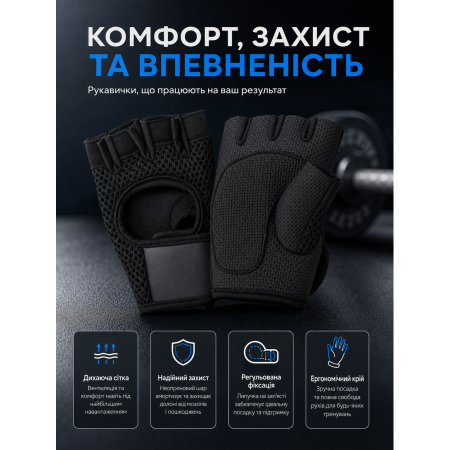 Перчатки для фитнеса 4Life Fitness Gloves 2558553 размер S/M Черные