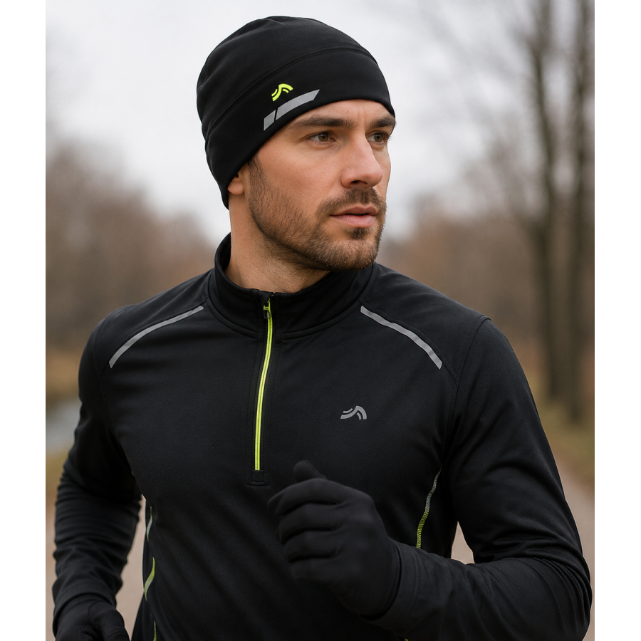 Шапка спортивная для бега полиэстер 90% эластан 10% Black