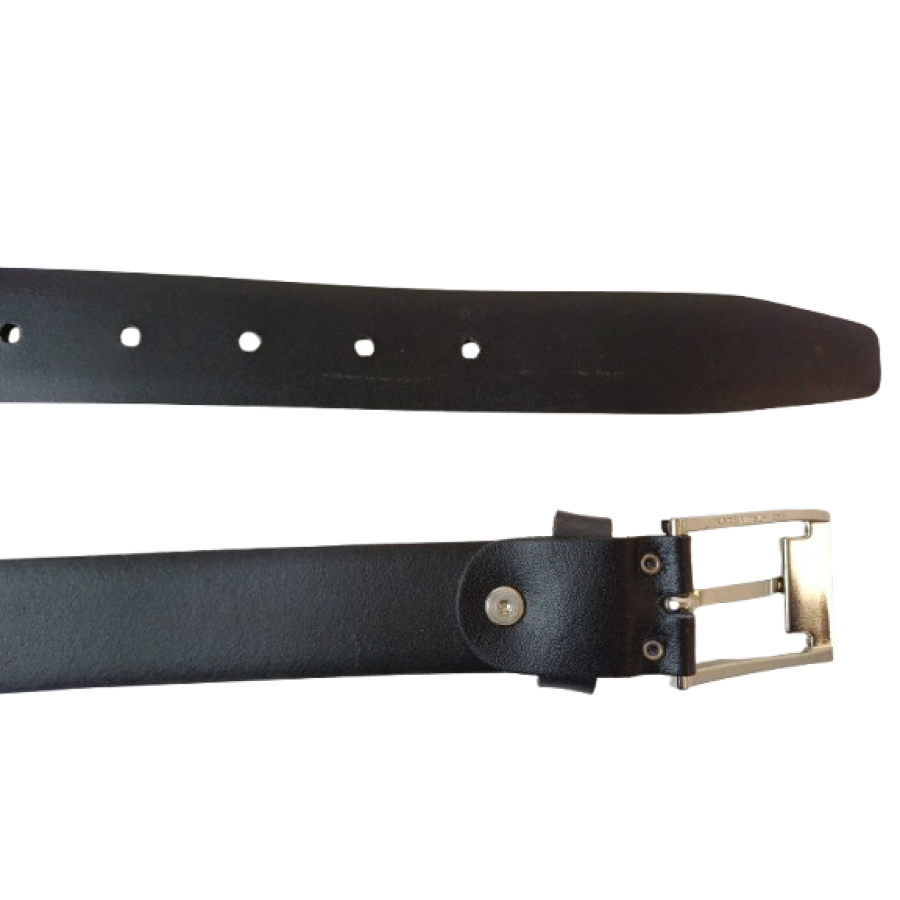 Классический мужской ремень Vanzetti RMT327 натуральная кожа 118×3 см Черный