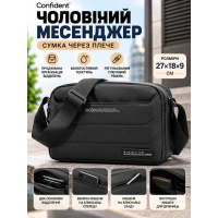 Мужской мессенджер Confident SAT08-T-999-6A текстиль 27×18×9 см Черный
