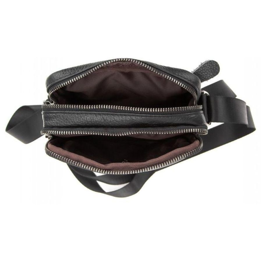 Мужской мессенджер Tiding Bag натуральная телячья кожа 19×5×23 см Черный