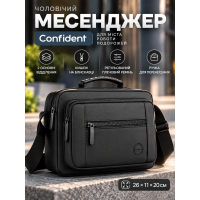 Мужской мессенджер Confident SAT08-1252A текстиль 26×11×20 см Черный