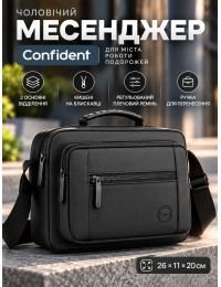 Мужской мессенджер Confident SAT08-1252A текстиль 26×11×20 см Черный