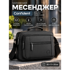 Мужской мессенджер Confident SAT08-1252A текстиль 26×11×20 см Черный