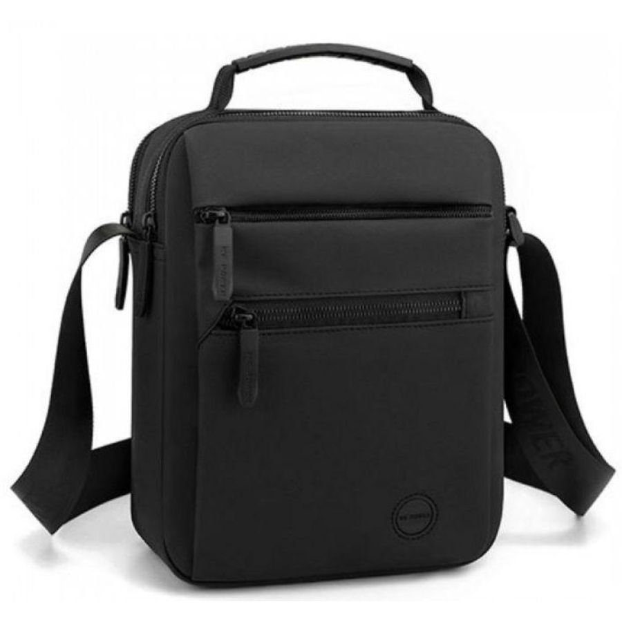 Мужской мессенджер Tiding Bag A25-223A натуральная кожа 18×21×7 см Черный