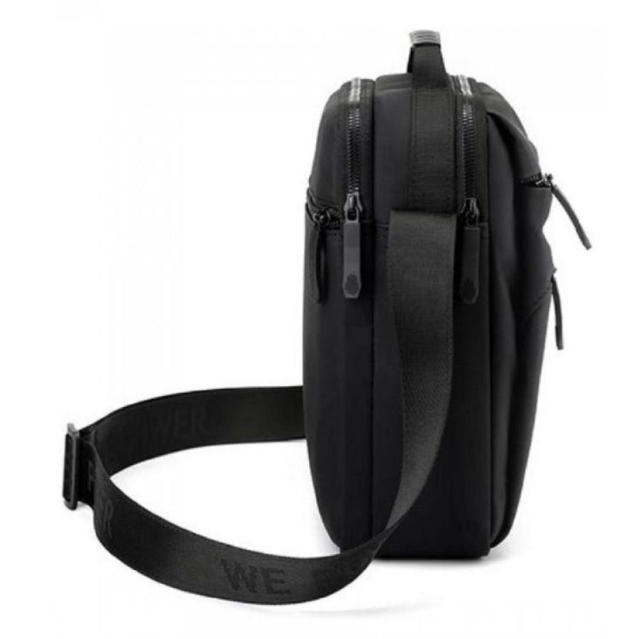 Мужской мессенджер Tiding Bag A25-223A натуральная кожа 18×21×7 см Черный