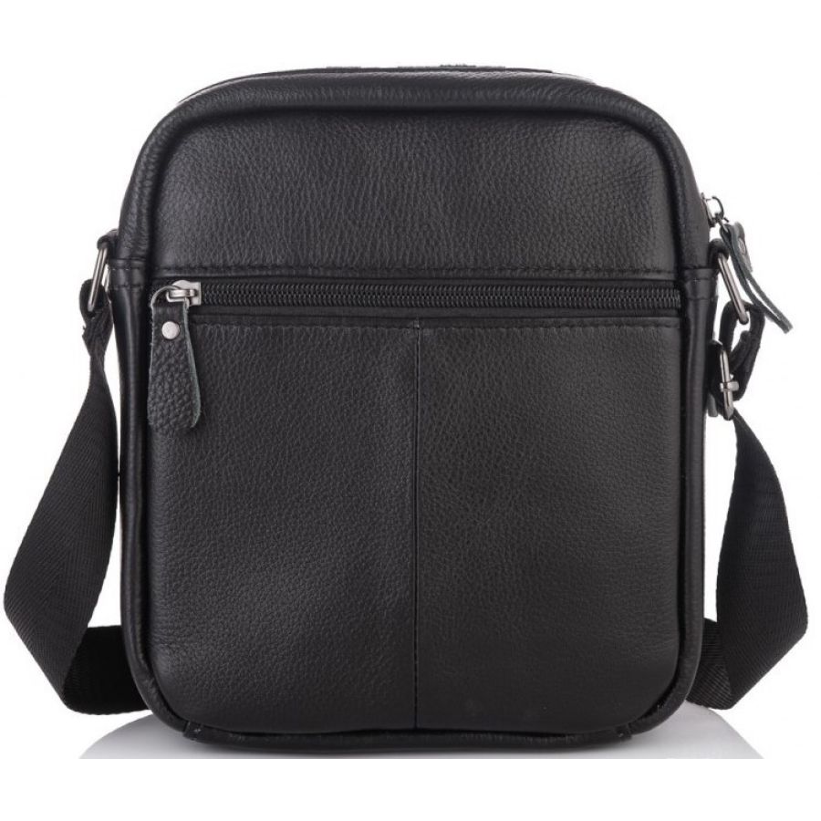 Мужской мессенджер Tiding Bag A25-223A натуральная кожа 18×21×7 см Черный
