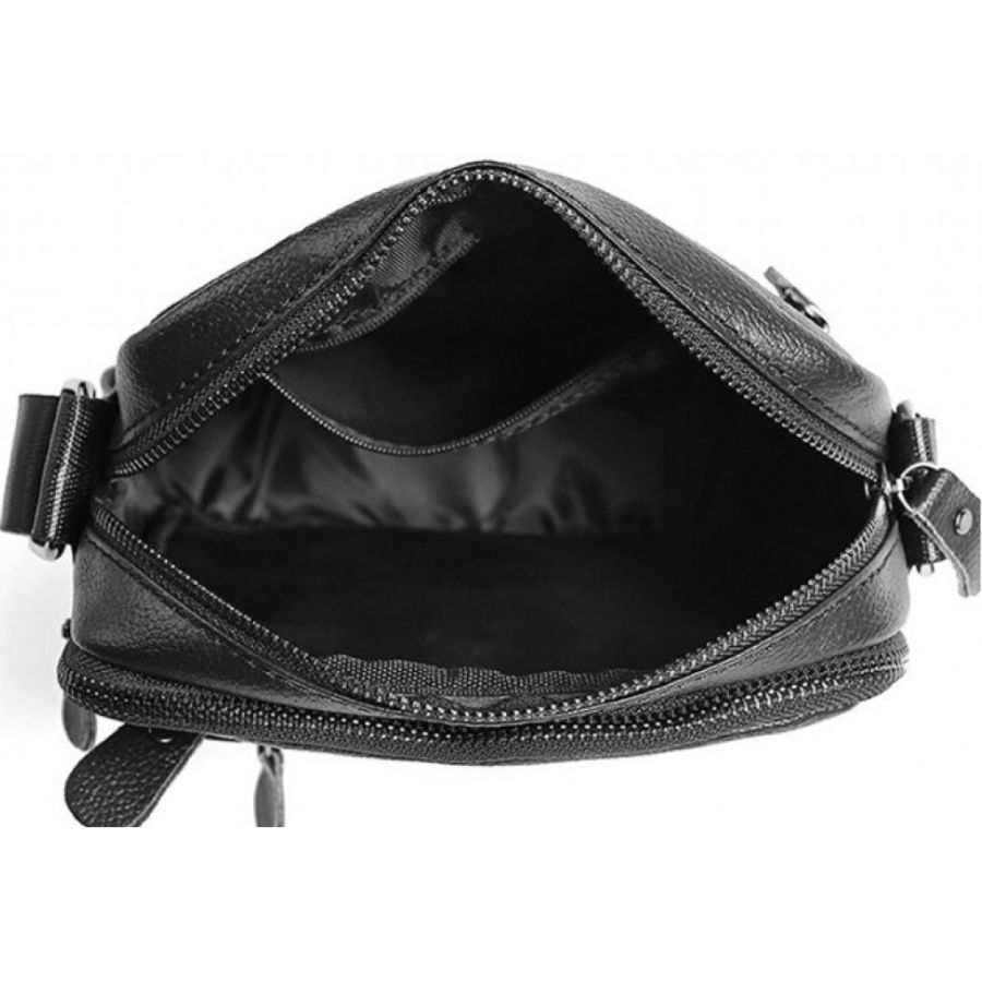 Мужской мессенджер Tiding Bag A25-223A натуральная кожа 18×21×7 см Черный