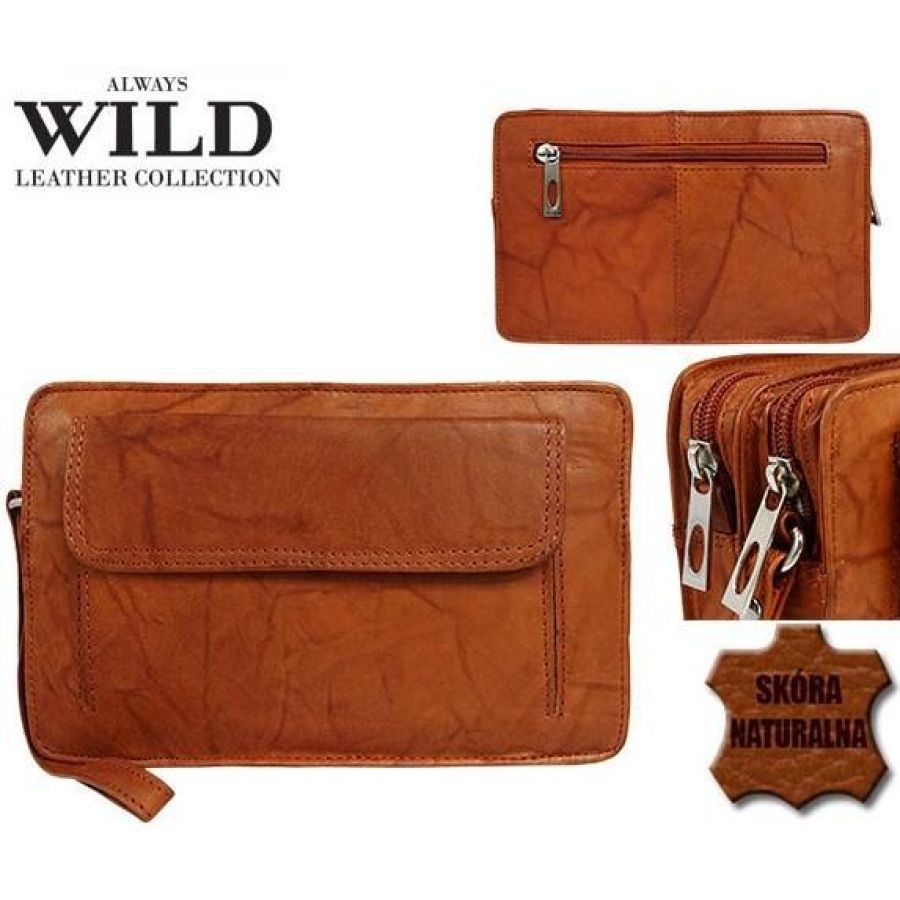 Мужская кожаная барсетка Always Wild 1265BS Рыжая