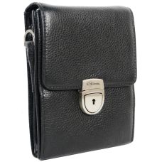 Небольшая мужская кожаная сумка для ношения на плече Giorgio Ferretti 30760-012 Черная
